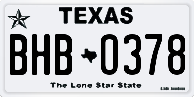 TX license plate BHB0378