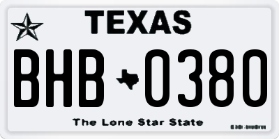 TX license plate BHB0380