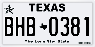 TX license plate BHB0381