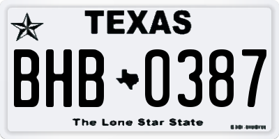 TX license plate BHB0387
