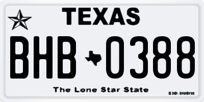 TX license plate BHB0388