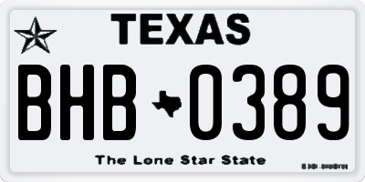 TX license plate BHB0389