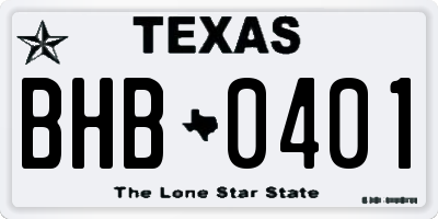 TX license plate BHB0401