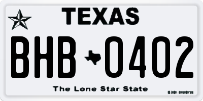 TX license plate BHB0402