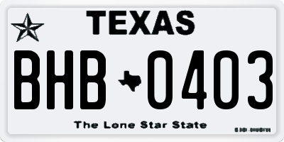 TX license plate BHB0403