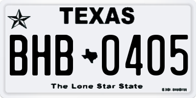 TX license plate BHB0405
