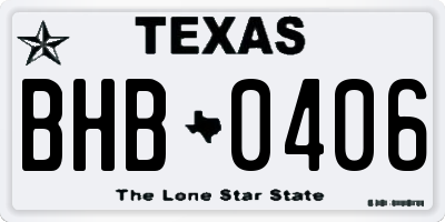 TX license plate BHB0406