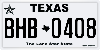 TX license plate BHB0408