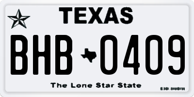 TX license plate BHB0409