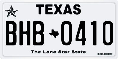 TX license plate BHB0410
