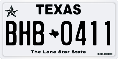 TX license plate BHB0411