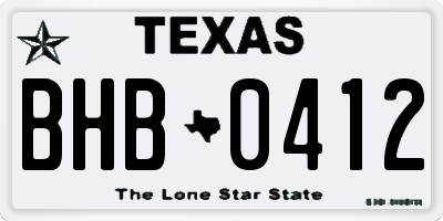 TX license plate BHB0412