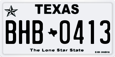 TX license plate BHB0413