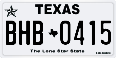 TX license plate BHB0415