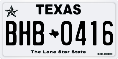 TX license plate BHB0416
