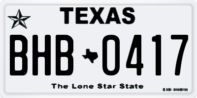 TX license plate BHB0417