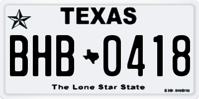 TX license plate BHB0418