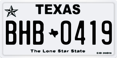 TX license plate BHB0419