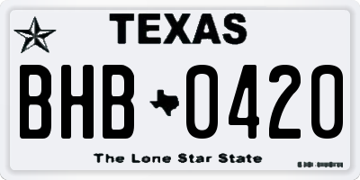 TX license plate BHB0420