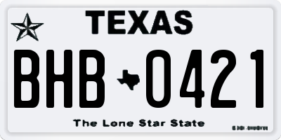 TX license plate BHB0421