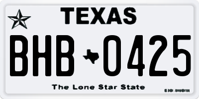 TX license plate BHB0425