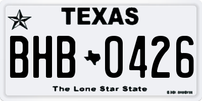 TX license plate BHB0426