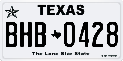 TX license plate BHB0428