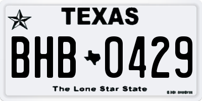 TX license plate BHB0429