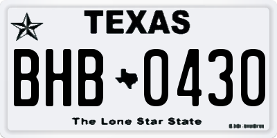 TX license plate BHB0430