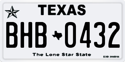 TX license plate BHB0432