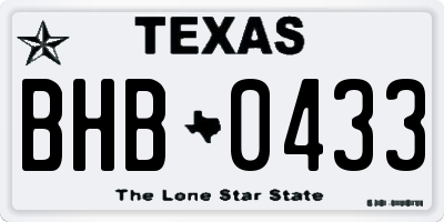 TX license plate BHB0433