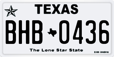 TX license plate BHB0436