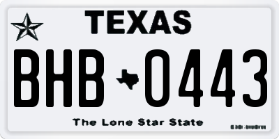 TX license plate BHB0443