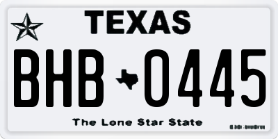TX license plate BHB0445