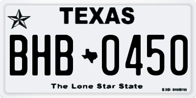 TX license plate BHB0450