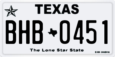 TX license plate BHB0451