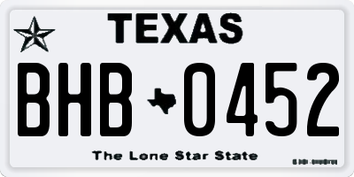 TX license plate BHB0452