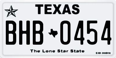 TX license plate BHB0454