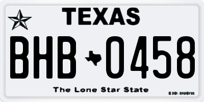 TX license plate BHB0458