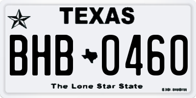 TX license plate BHB0460