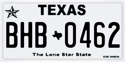 TX license plate BHB0462