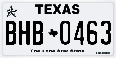 TX license plate BHB0463
