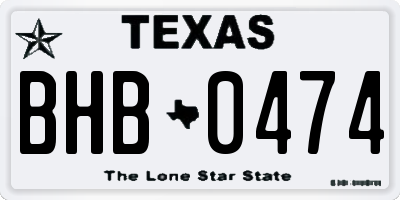 TX license plate BHB0474