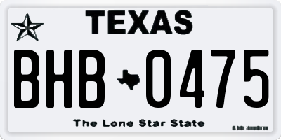 TX license plate BHB0475