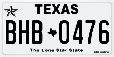 TX license plate BHB0476