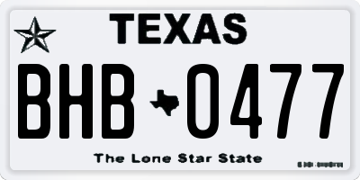 TX license plate BHB0477