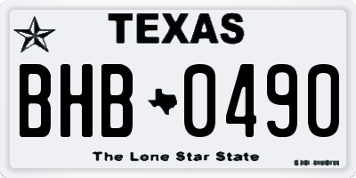 TX license plate BHB0490