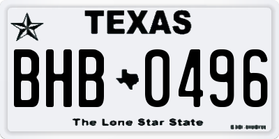 TX license plate BHB0496