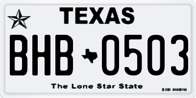 TX license plate BHB0503