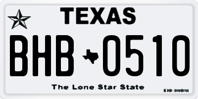 TX license plate BHB0510